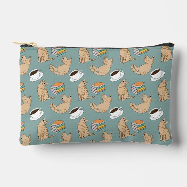 Pochette À Accessoires Livres de chats et café (Recto)