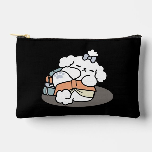 Pochette À Accessoires Livres et écorces - Conception de lecture de chien (Recto)