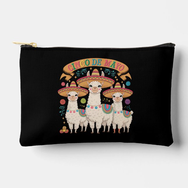 Pochette À Accessoires Llama drôle Cinco De Mayo Fête Party (Recto)