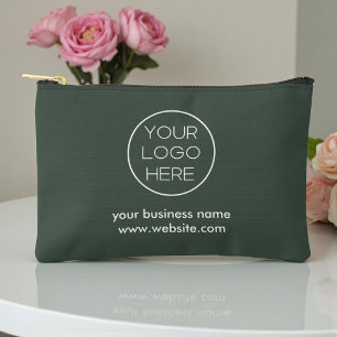 Pochette À Accessoires Logo d'entreprise élégant personnalisé Vert Luna