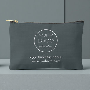 Pochette À Accessoires Logo d'entreprise personnalisé élégant   Gris fonc