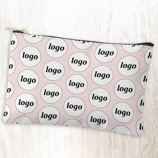Pochette À Accessoires Logo Motif Business Promotion Branding Pink (Logo pattern business promotional cosmetic stationery or accessory zip pouch)