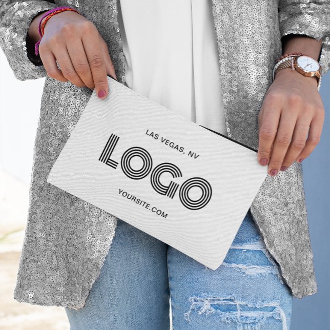 Pochette À Accessoires Logo rectangulaire moderne noir (Black Modern Rectangular Logo Accessory Pouch)