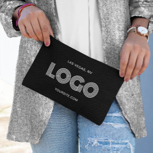 Pochette À Accessoires Logo rectangulaire moderne noir et blanc