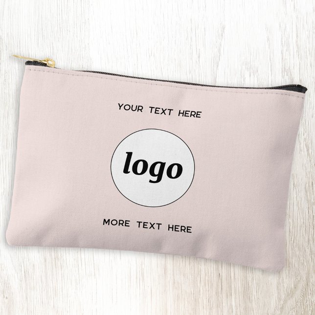 Pochette À Accessoires Logo Texte Professionnel Marque promotionnelle Blu (Logo custom text minimalist business branding promotional accessory pouch zip bag or case)