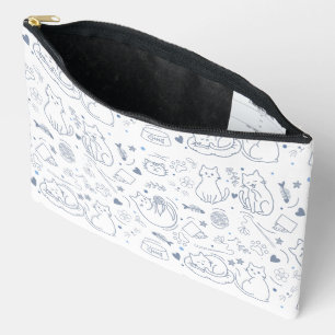 Pochette À Accessoires Loisirs artisanaux minimaux bleus et blancs