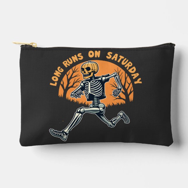 Pochette À Accessoires Longue Course Le Samedi Skeleton Éffrayant Courir (Recto)