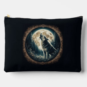 Pochette À Accessoires Loup vintage et lune classique