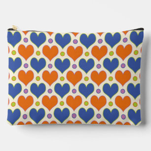 Pochette À Accessoires Love Hearts & motif Pois en Blue & Orange