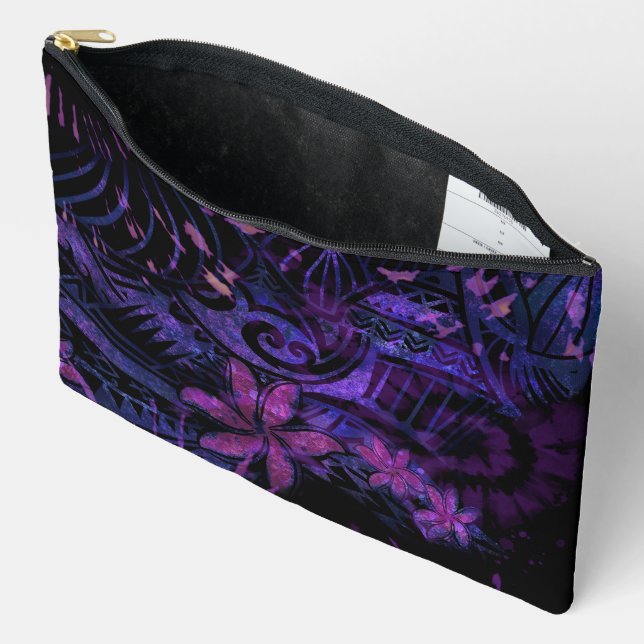 Pochette À Accessoires Luminescent Purple Tribal Plumeria Cosmetic Bag –  (Ouvrir)