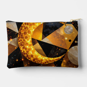 Pochette À Accessoires Lune de croissant d'or avec étoiles géométriques c
