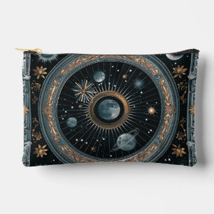 Pochette À Accessoires Lune orbitale céleste dorée avec astral orné