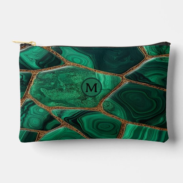 Pochette À Accessoires Luxury Emerald Malachite Green Marble Abstract (Recto)