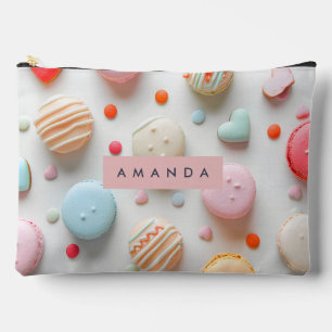 Pochette À Accessoires Macaron et cœur de bonbon pastel ludique personnal