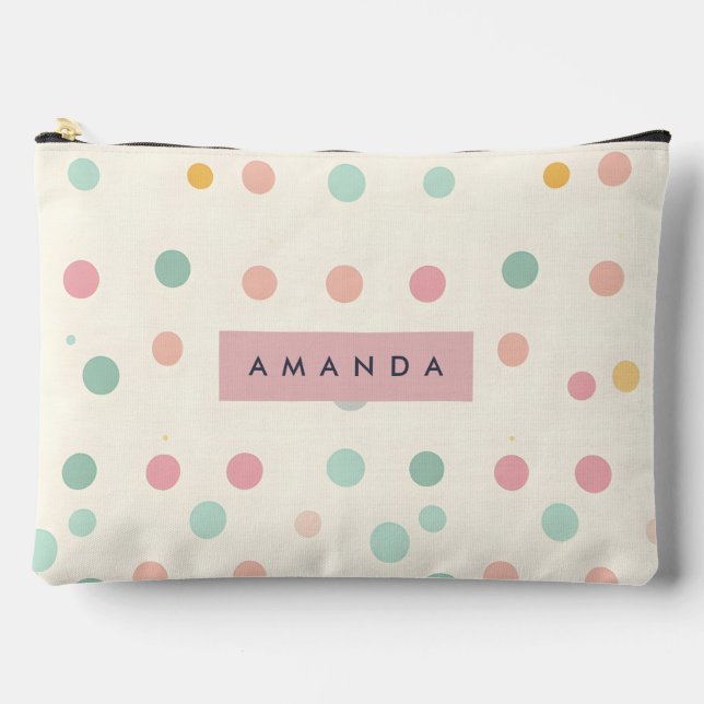Pochette À Accessoires Macaron Pastel Personnalisé à Points (Recto)