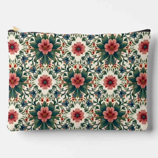 Pochette À Accessoires Magie des fleurs boho - dans des nuances de vert e (Recto)