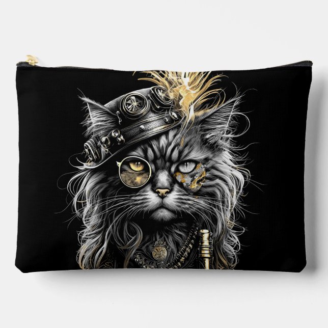 Pochette À Accessoires Magnifique chat Steampunk  (Recto)