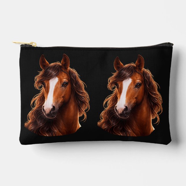 Pochette À Accessoires Magnifique, Cheval Brun avec du blanc (Recto)