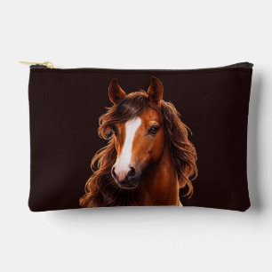 Pochette À Accessoires Magnifique, cheval brun avec une liste blanche
