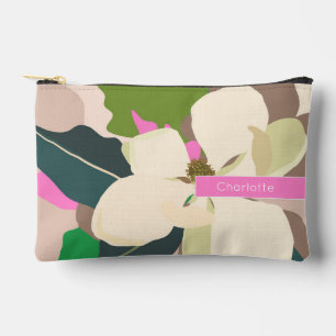 Pochette À Accessoires Magnolia Pastel Floral Abstrait Nom Personnalisé