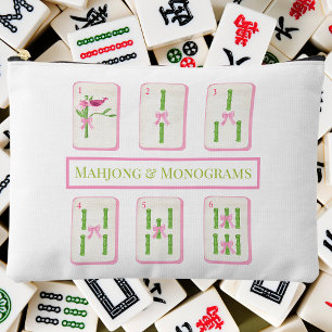 Pochette À Accessoires Mahjong et Monogrammes Coquette Bamboo Bows