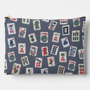 Pochette À Accessoires Mahjong symboles carreaux bleu foncé
