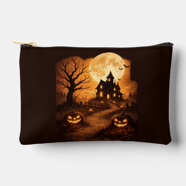 Pochette À Accessoires Maison Hantée Halloween Épouvante  (Recto)