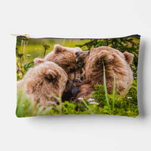 Pochette À Accessoires Mama bear nourrit ses deux petits, Lake Clark Nati
