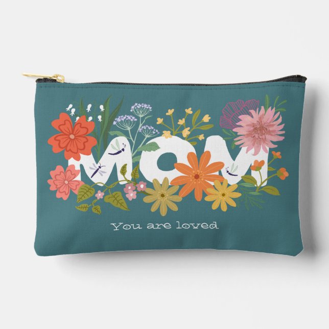 Pochette À Accessoires Maman adorait bofleur bouquet mignon vert (Recto)