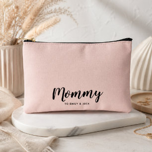 Pochette À Accessoires Maman   Maman moderne Noms des enfants rose pâle