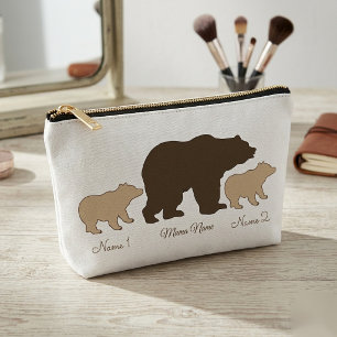 Pochette À Accessoires Maman Ours Personnalisée Avec 2 Noms D'Enfants Cad