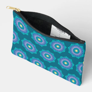 Pochette À Accessoires Mandala Coloré sur Fond Bleu