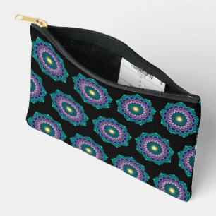 Pochette À Accessoires Mandala Coloré sur Fond Noir