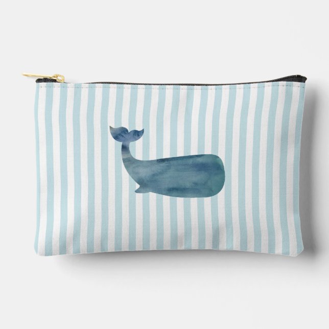 Pochette À Accessoires Maquillage côtier de baleine à rayures bleues (Recto)