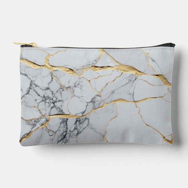 Pochette À Accessoires Marbre blanc et or (Recto)