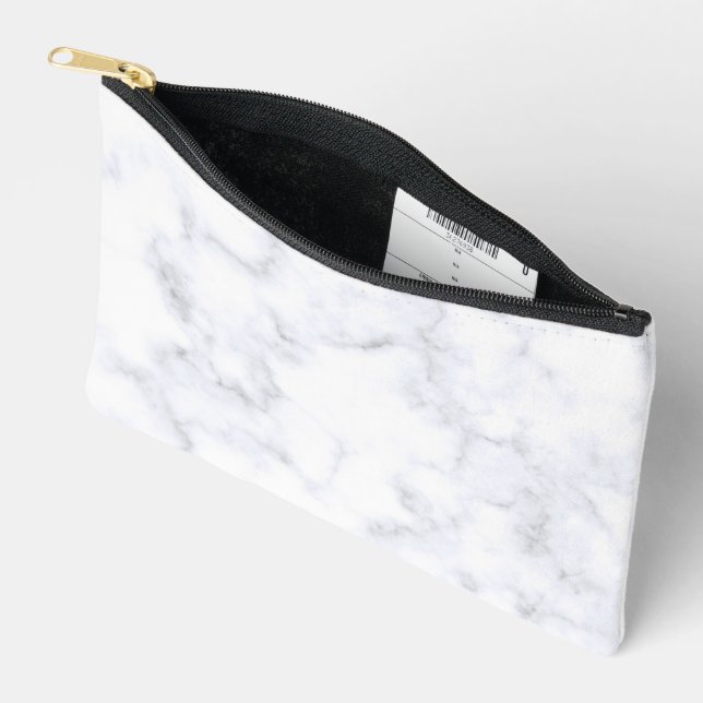 Pochette À Accessoires Marbre Blanc Moderne Élégant (Ouvrir)