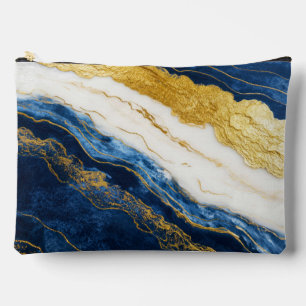Pochette À Accessoires Marbre bleu marine de luxe et feuille d'or