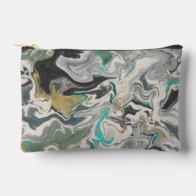 Pochette À Accessoires Marbrure de pierre avec petites veines de turquois (Recto)