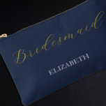 Pochette À Accessoires Mariage bleu opulent<br><div class="desc">Élégant script or mariage avec des nuances opulentes de bleu</div>