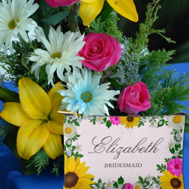 Pochette À Accessoires Mariage floral rustique Tournesol Daisy (Créateur téléchargé)