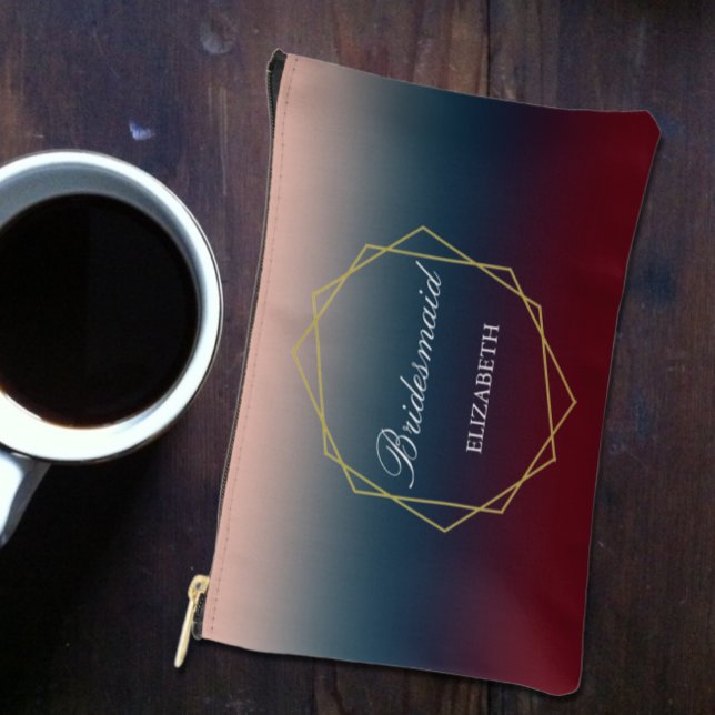 Pochette À Accessoires Mariage géométrique Blush de la marine de Bourgogn (Créateur téléchargé)