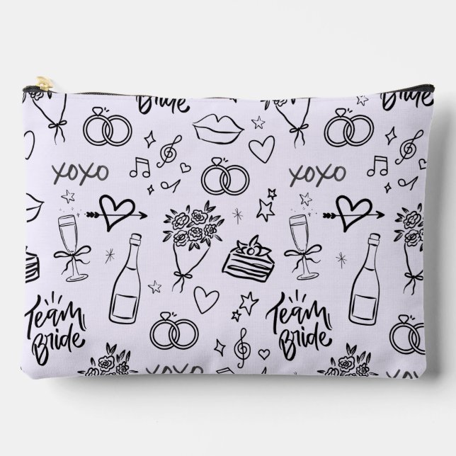 Pochette À Accessoires Mariage Lavande Dessiné à la Main Doodle (Recto)