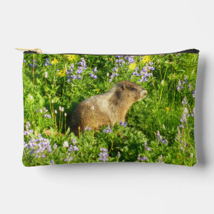 Pochette À Accessoires Marmotte dans les fleurs sauvages du mont Rainier