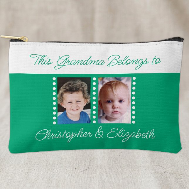 Pochette À Accessoires Mémé appartient à ajouter des noms à la photo vert (Créateur téléchargé)