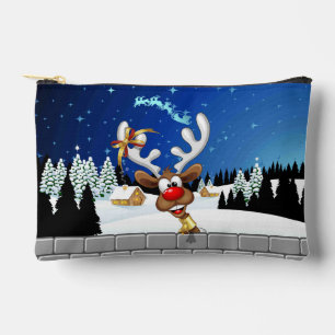 Pochette À Accessoires Mème de Noël drôle de renne qui regarde par-dessus