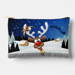 Pochette À Accessoires Mème de Noël drôle de renne qui regarde par-dessus