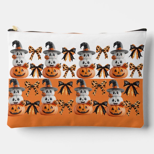 Pochette À Accessoires Mignon Citrouille Coquette Halloween Épouvante  (Recto)