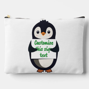 Pochette À Accessoires Mignon pingouin tenant un panneau pour un texte pe