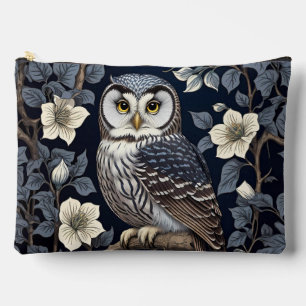 Pochette À Accessoires Mignonne chouette hulotte du Nord et fleurs de lun