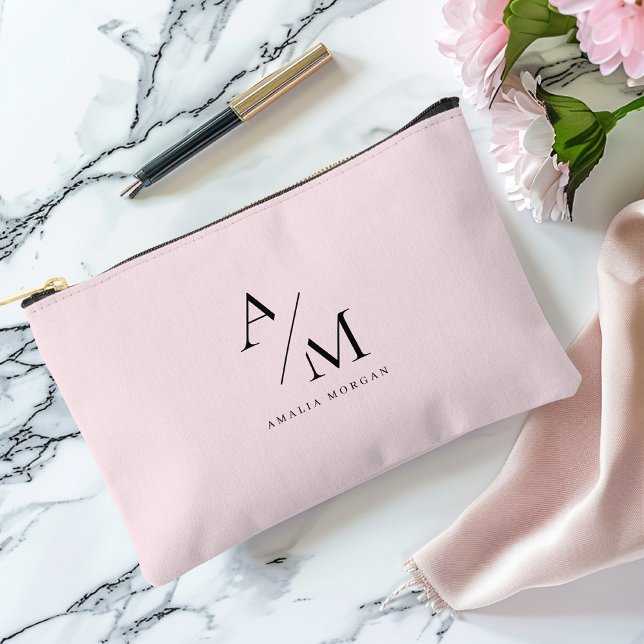 Pochette À Accessoires Minimal Pastel rose initial et personnalisé (Créateur téléchargé)